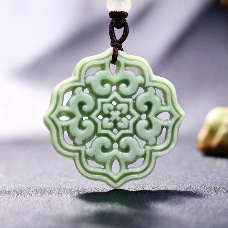 Men'S Mens Accessories - Natural Real Jade Flower Pendant Necklace