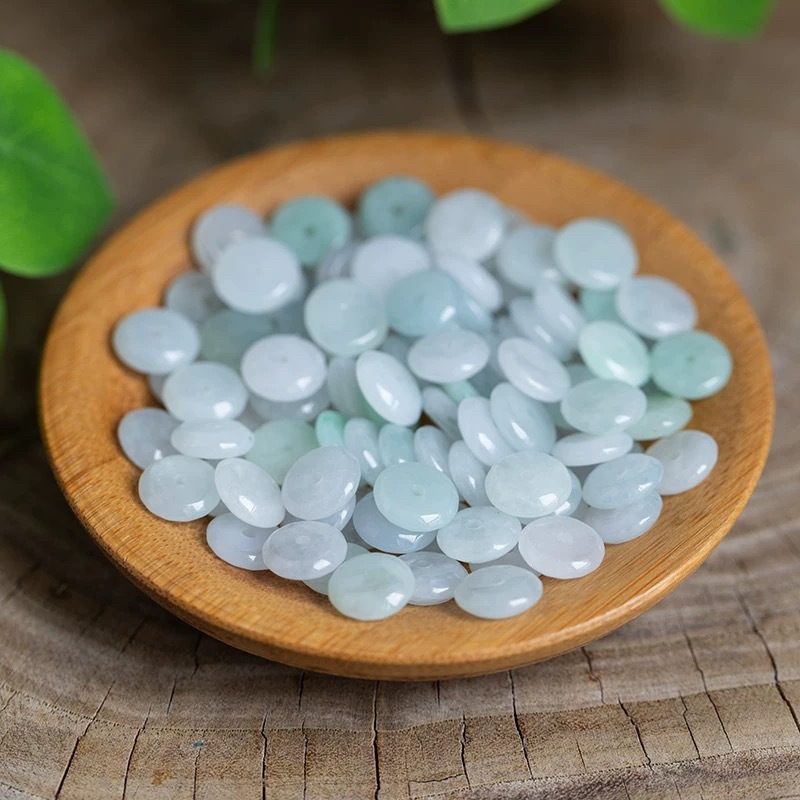 Men Accessories Bracelet - 10pcs Natural Emerald White Jade Ping