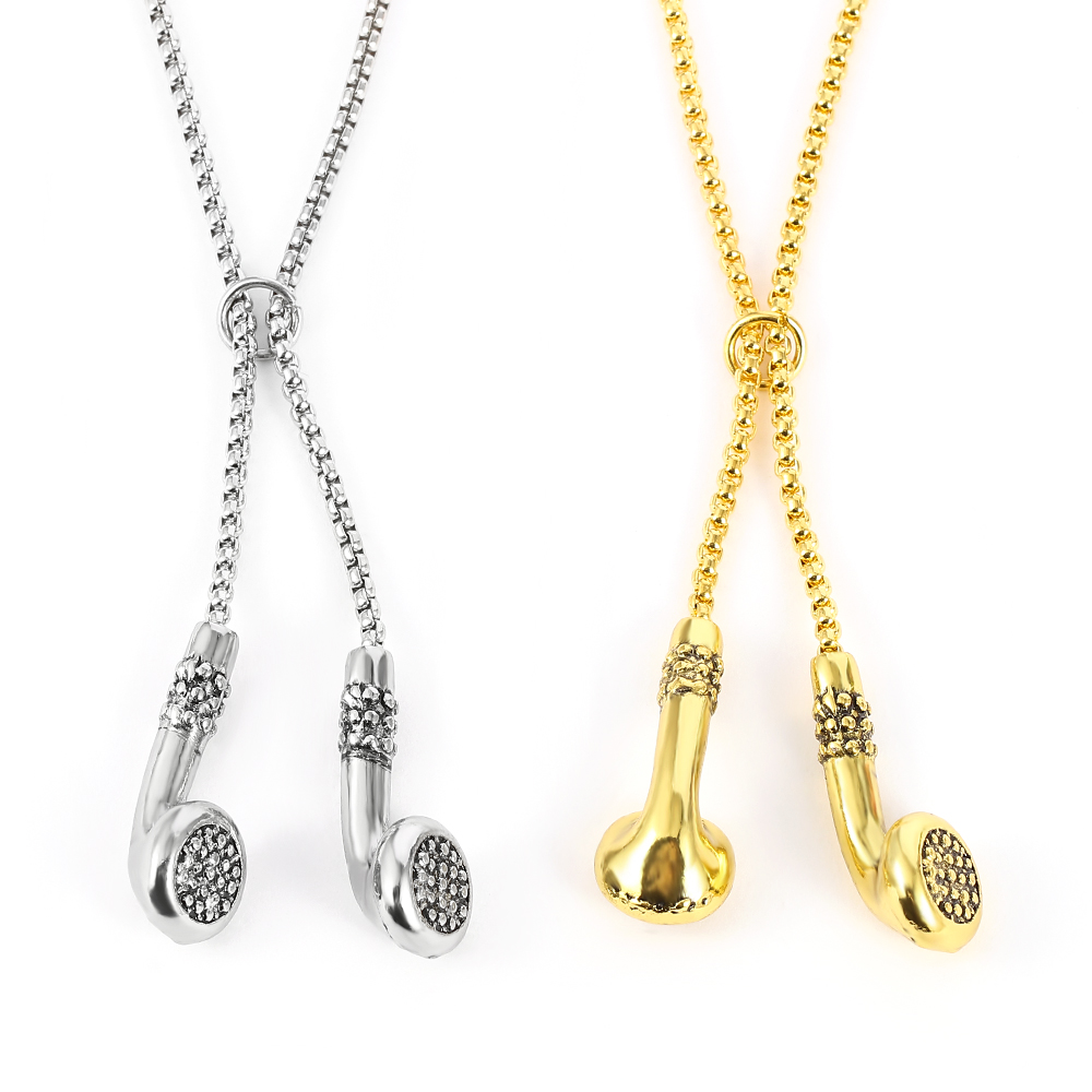 Men'S Accessories Chain - Retro Creative Earphone Shaped Metal Necklace