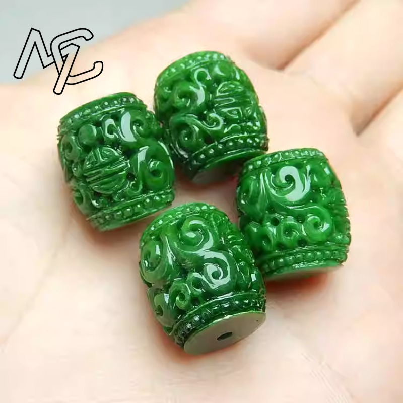 Men'S Mens Accessories - 5pc Natural Green Jade Carving Beads