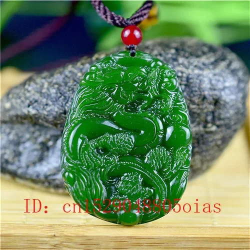 Men'S Mens Accessories - Natural Green Chinese Jade Dragon Pendant