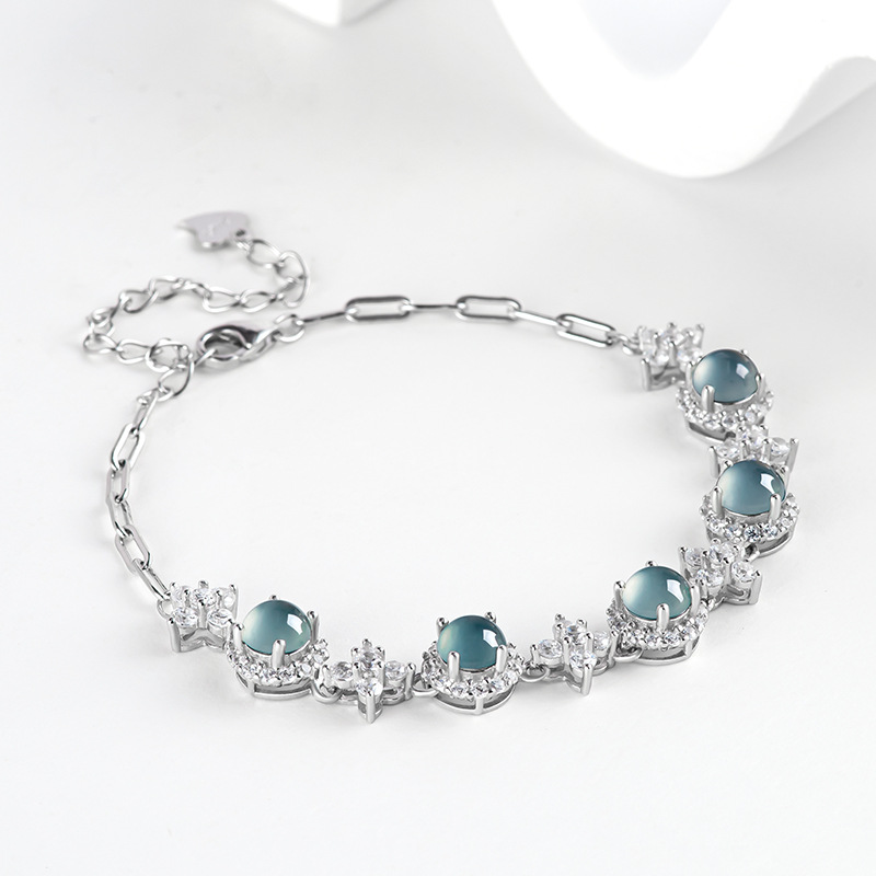 Men Accessories Bracelet - Blue Myanmar Jadeite Bracelet Natural Burmese