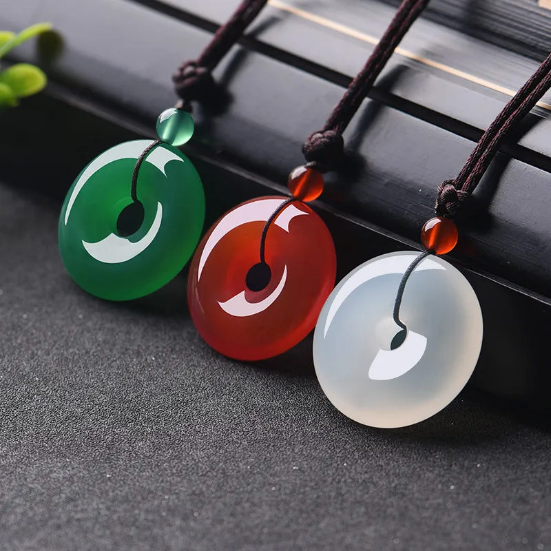 Men'S Mens Accessories - Natural Multicolor Jade Doughnut Pendant Agate