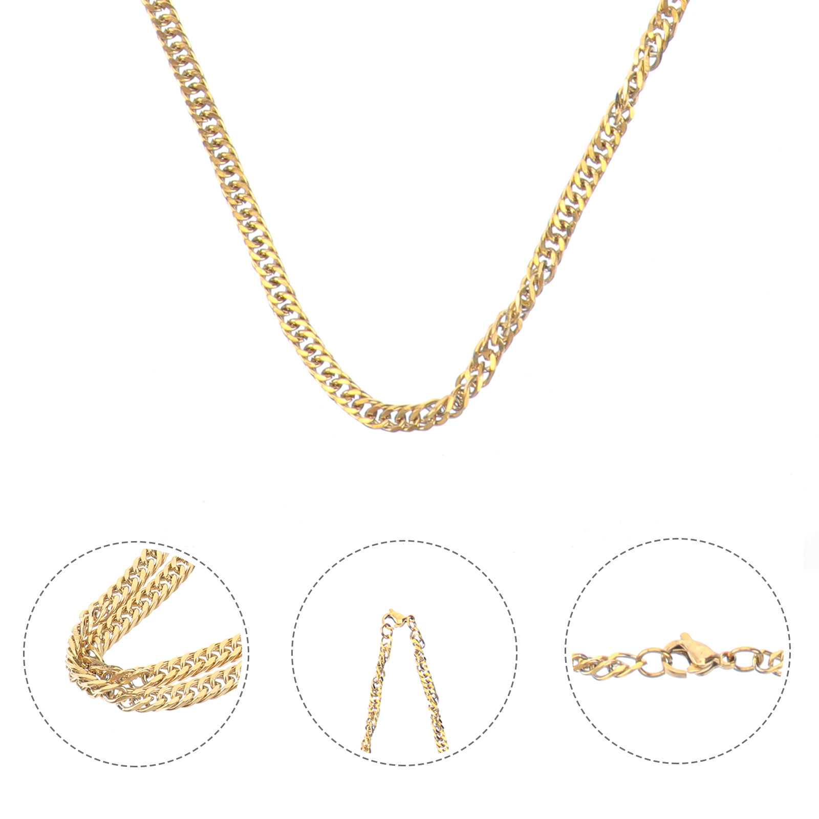 Men'S Accessories Chain - 1Pcs Gold Double Buckle Chain Titanium