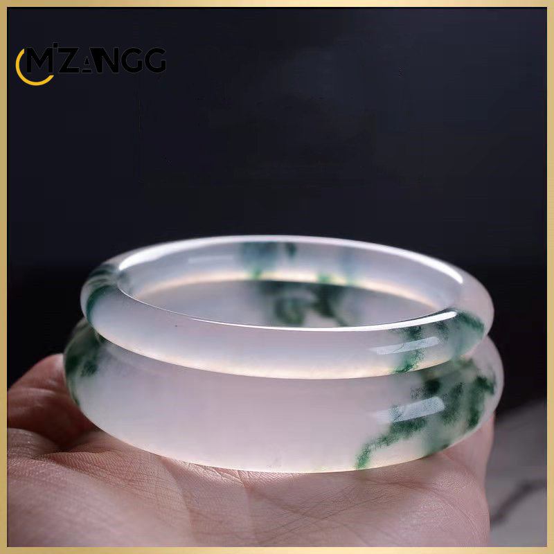 Men'S Vegan Accessories - Natural Green Jadeite Bangle Jade Bracelet