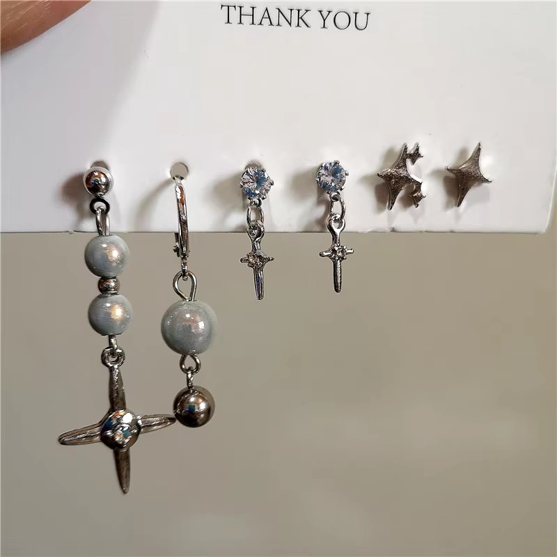 6PCS SET Goth Punk Crystal Cro - Men Accessories Aesthetic recension och pris