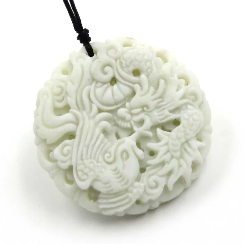 Natural White jade Dragon Phoe - Men'S Mens Accessories recension och pris