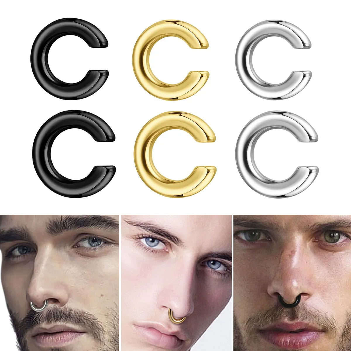 1pc Exaggerated C-Shaped Non-P - Men Accessories Ring recension och pris
