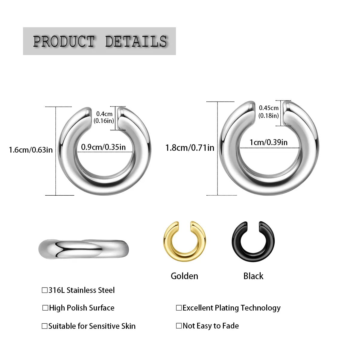1pc Exaggerated C-Shaped Non-P - Men Accessories Ring recension och pris