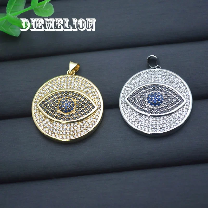 Big Round Full Cubic Zirconia  - Men Accessories Evil Eye recension och pris